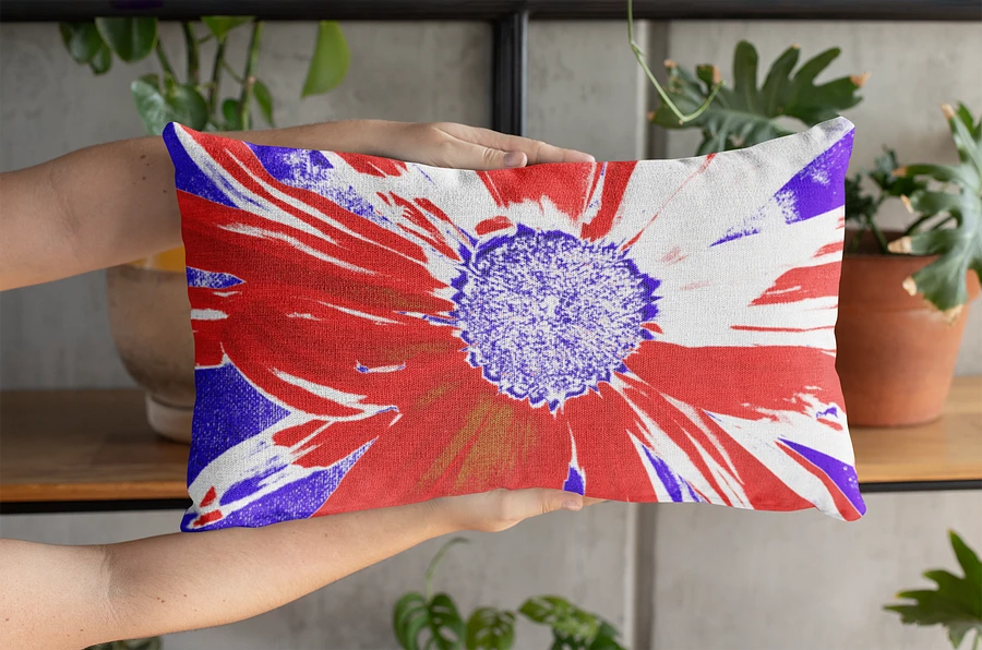 Navy, Red and White Daisy on Navy Abstract Background Throw Pillow product image (2)
