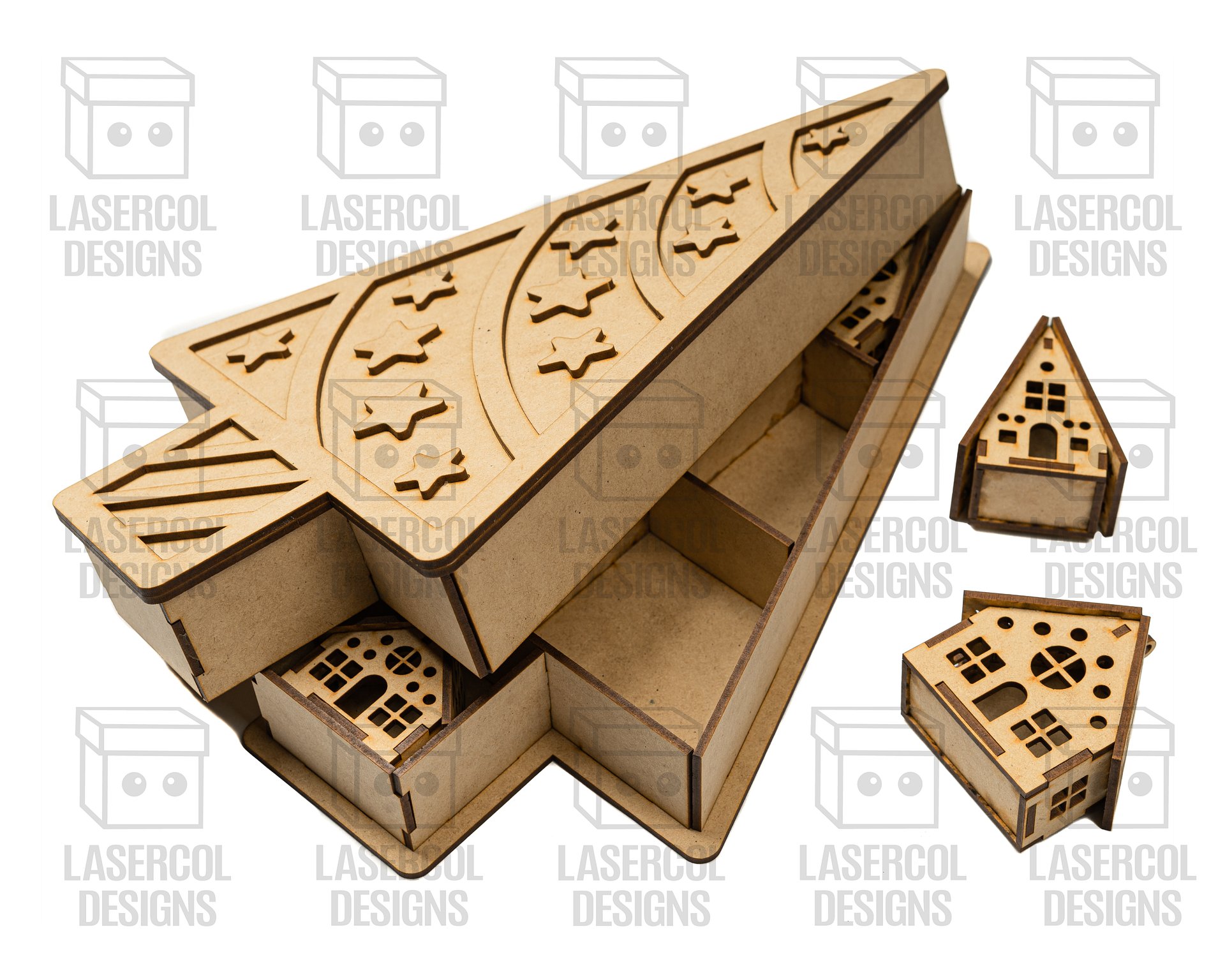 Christmas Houses Ornaments Box - Laser Cut Files product image (9)
