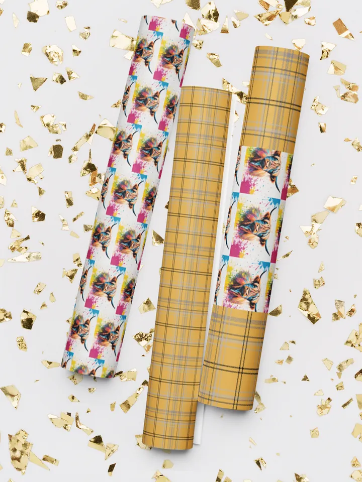 Multi Coloured Paint Splash Highland Cow Wrapping Paper product image (2)