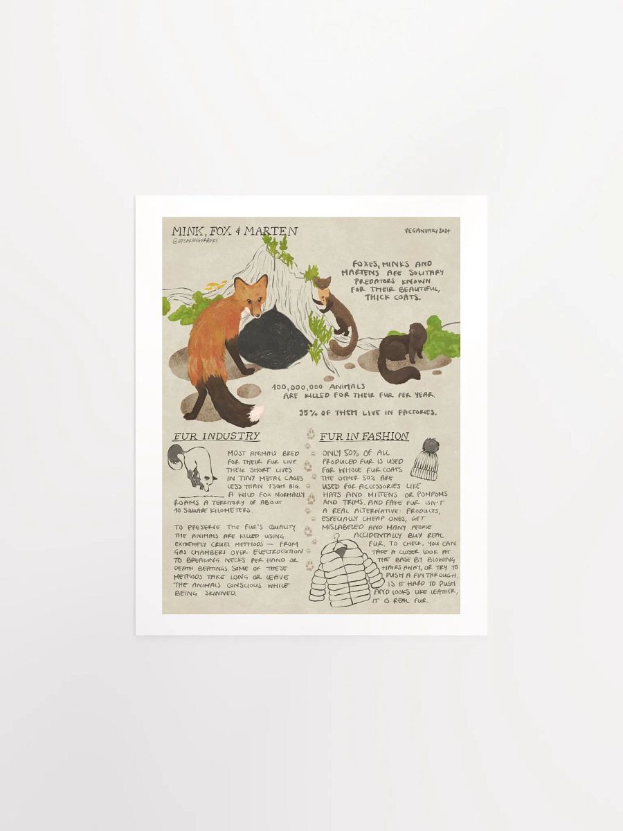 Mink, Fox & Marten Educational Print – Veganuary 2024 product image (2)