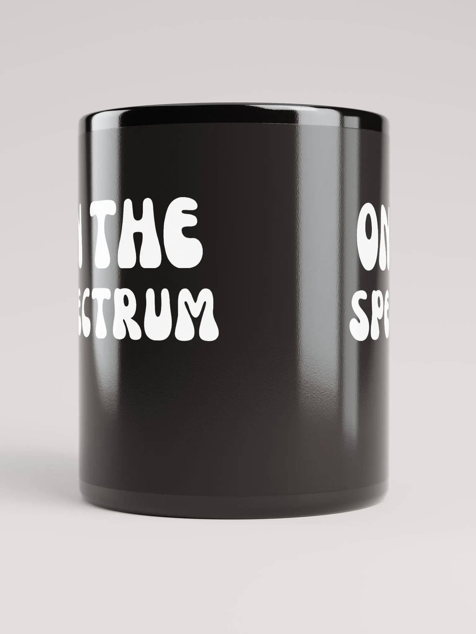 ON THE SPECTRUM (groovy white) glossy black mug product image (9)