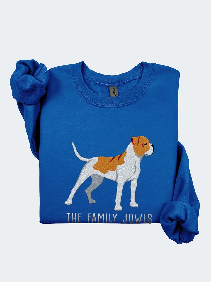 The Family Jowls Sweatshirt (Embroidered) of an American Bulldog(Tan & White) product image (1)