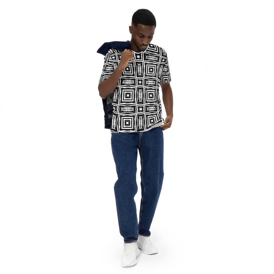 Abstract Monochrome Repeating Pattern Men's Crewneck T Shirt product image (10)