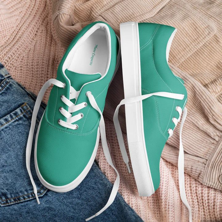 Muse Coquette Lace-Up Canvas Shoes (Pear) product image (1)
