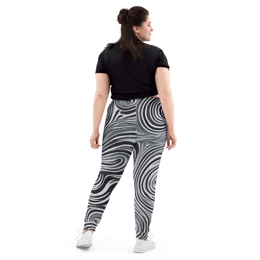 Funky Black and White Noir Liquid Tie-Dye Women's Joggers product image (2)