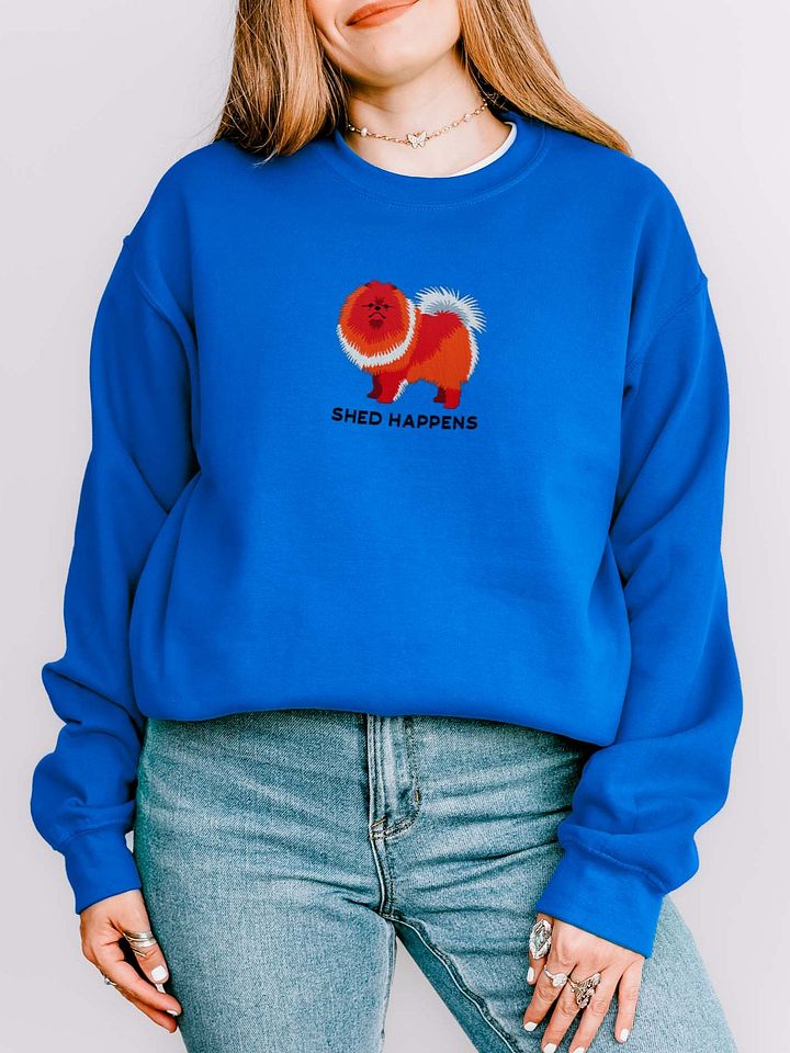 Shed Happens Sweatshirt (Embroidered) of a Pomeranian(Red) product image (2)