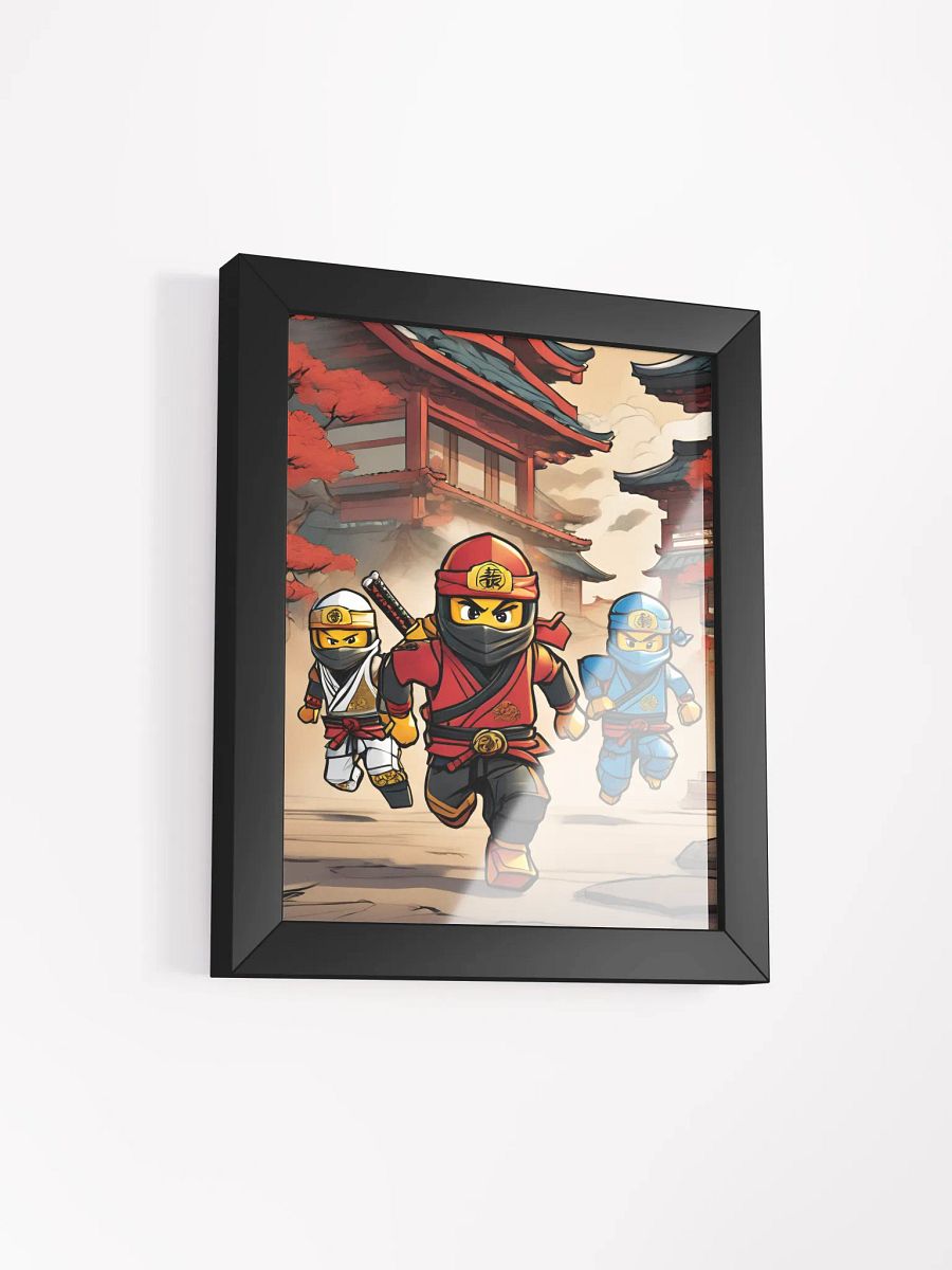 Framed Poster - Ninja Trio Running wall art for Boys Room - Ninja Poster - Ninjago inspired Wall Decoration for Boys product image (2)