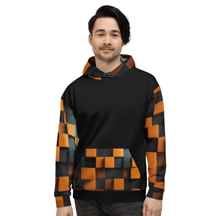 Black And Orange Squares Unisex Hoodie product image (2)
