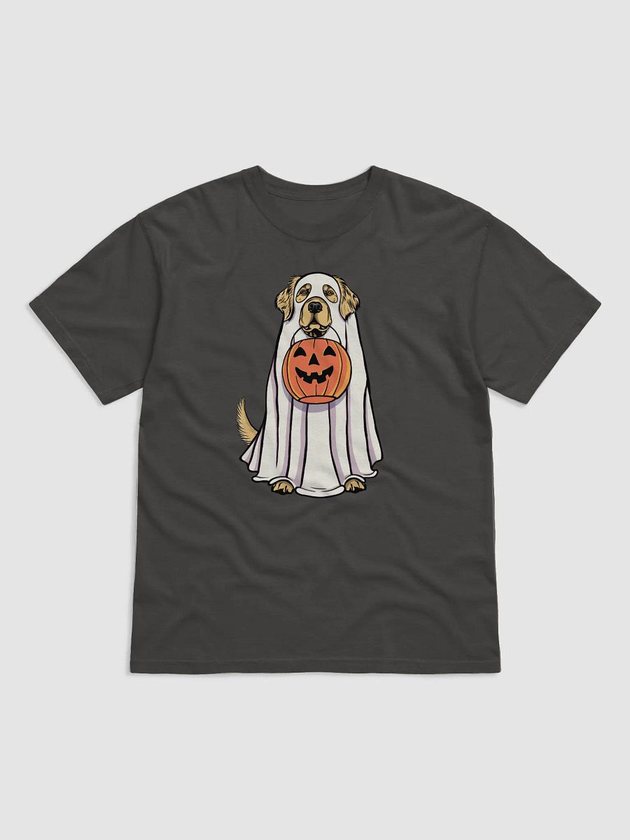 Funny Halloween Golden Retriever T-Shirt | Funny Goldie Wearing a Ghost Costume and Holding a Pumpkin Basket product image (17)
