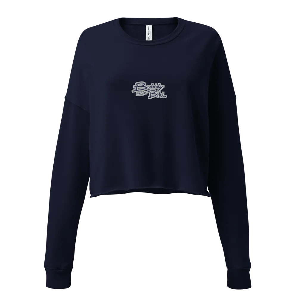 Bubbly and a B*tch (navy & white thread) embroidered fleece crop crew product image (1)