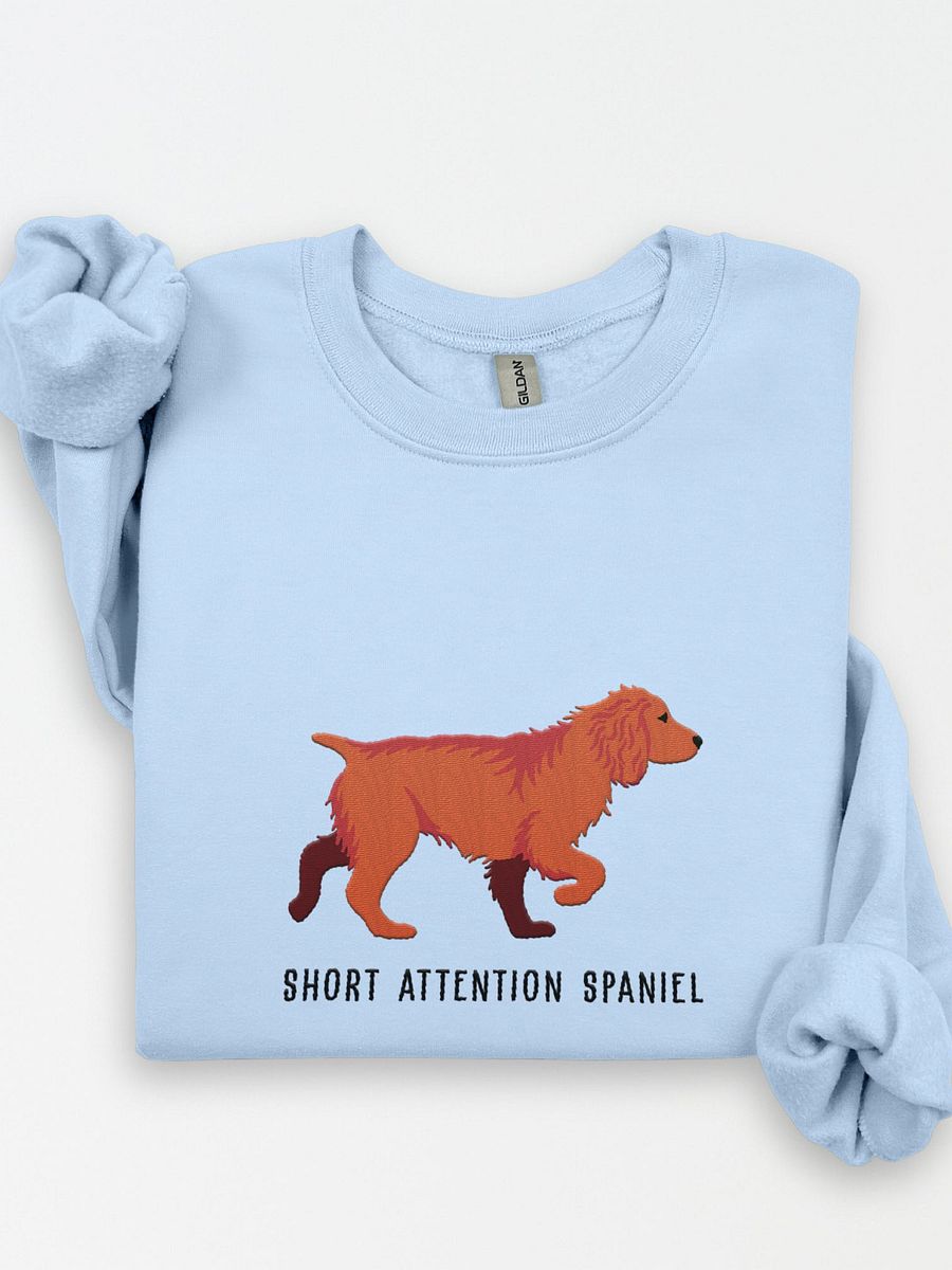 Short Attention Spaniel Sweatshirt (Embroidered) of a Working Cocker Spaniel(Red) product image (1)