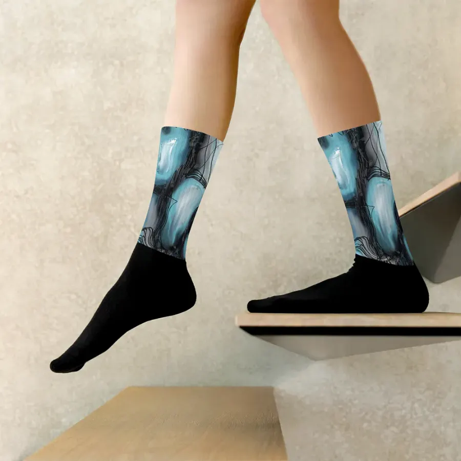 Abstract, art, socks, blue white, gray, black product image (3)