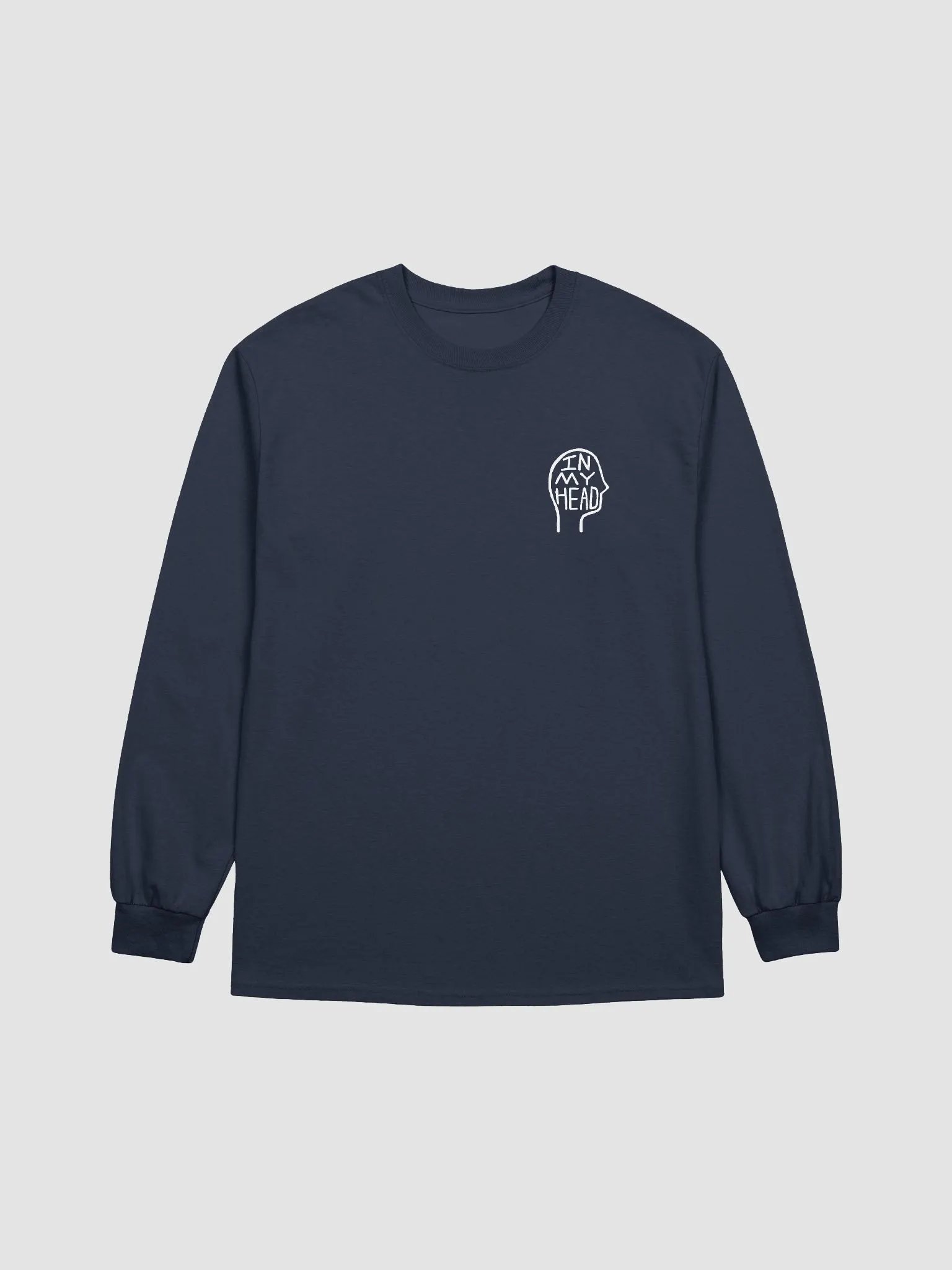 In My Head (sm. white design) printed cotton long sleeve product image (2)