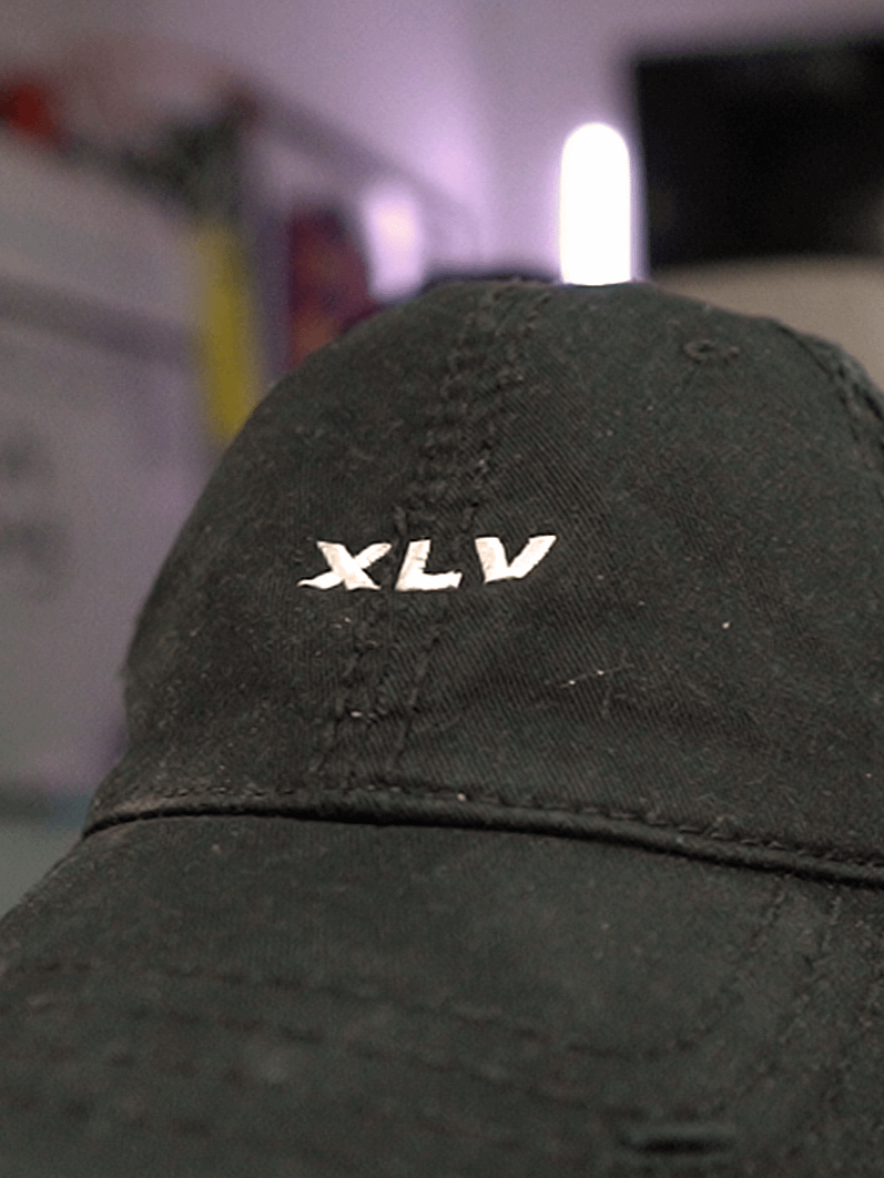 XLV Cap - Distressed Unisex Hat in Black/Grey product image (2)