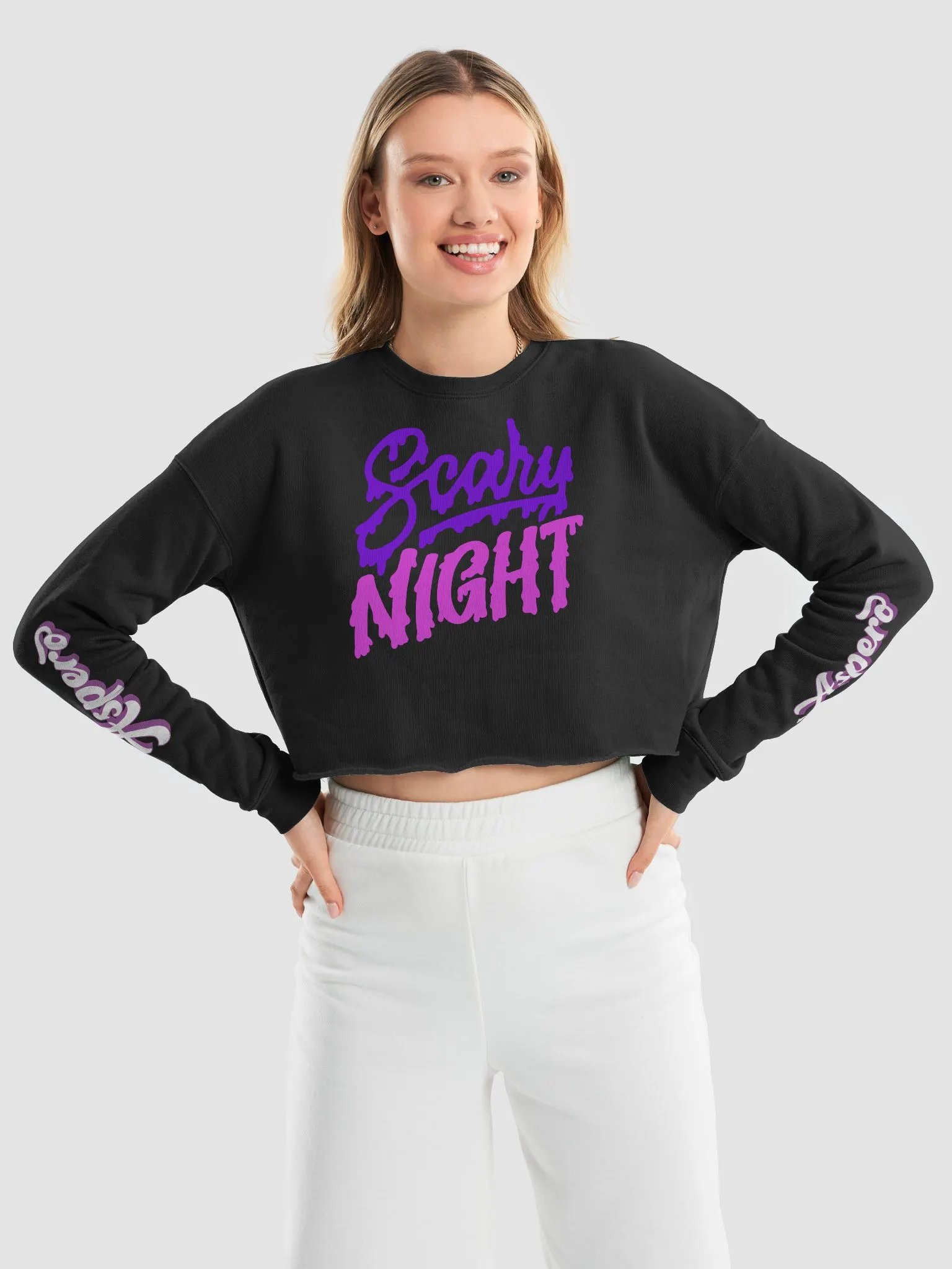 Scary NIGHT Fleece Crop Sweatshirt product image (10)