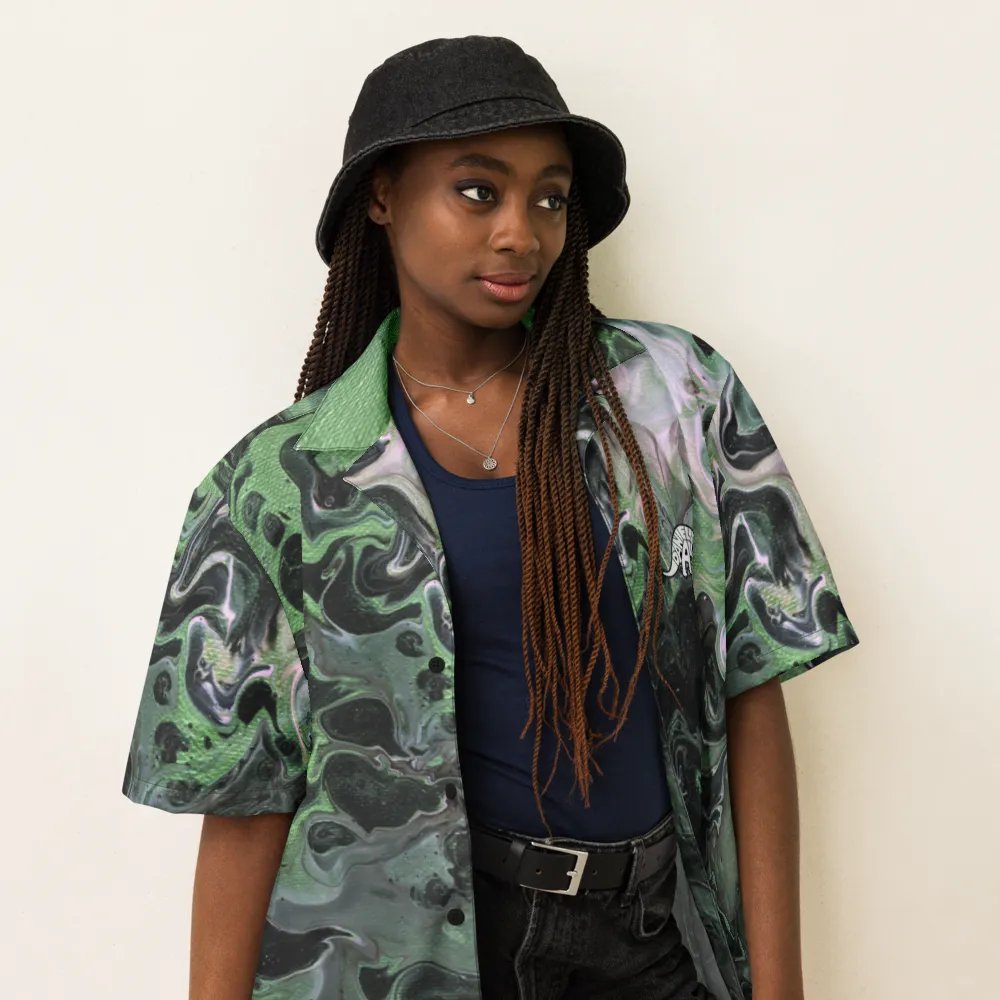 Metallic Green Fluid Acrylic Buttoned Shirt product image (3)