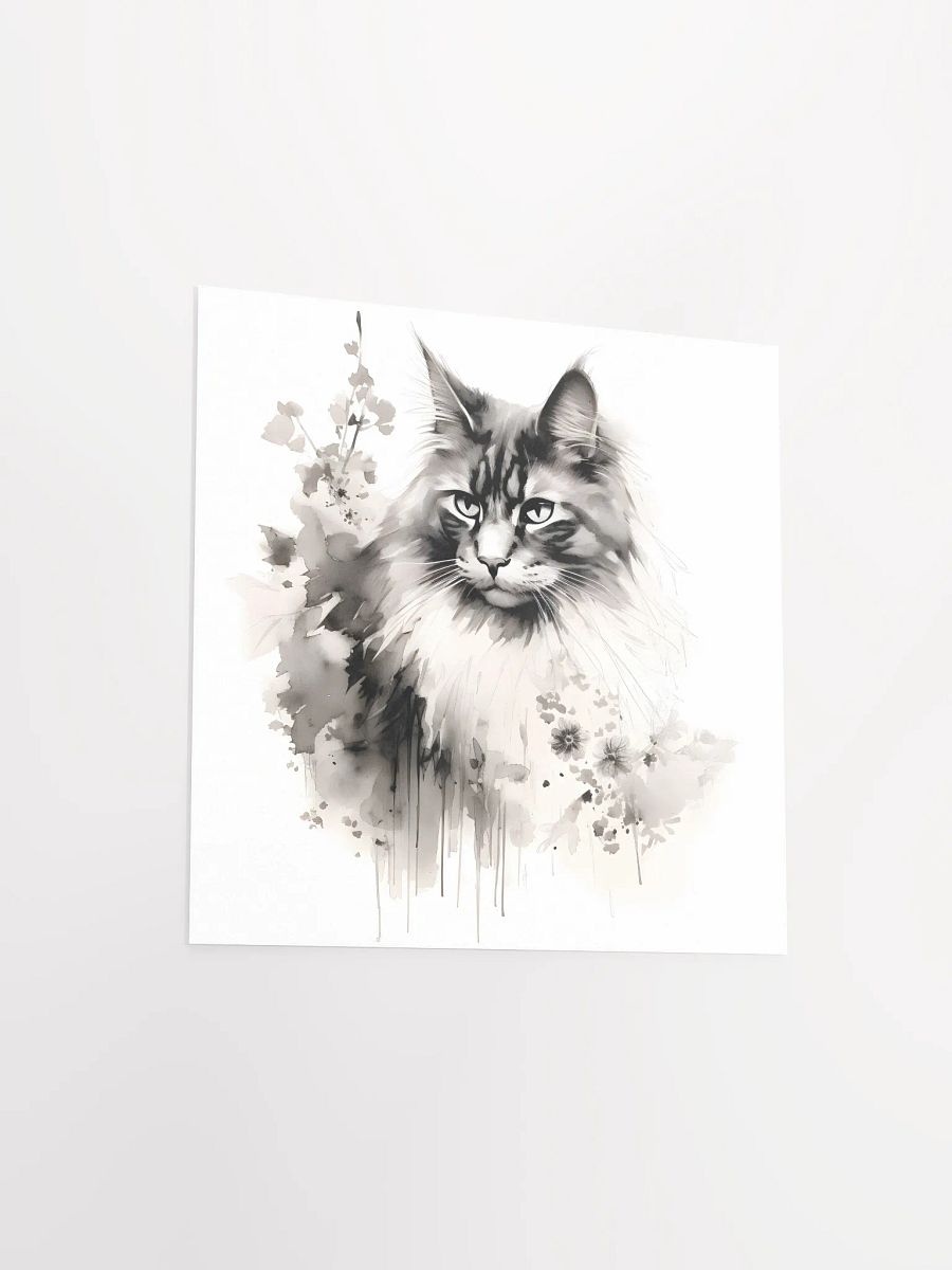 Maine Coon Cat Ink Artistic Floral Print product image (3)