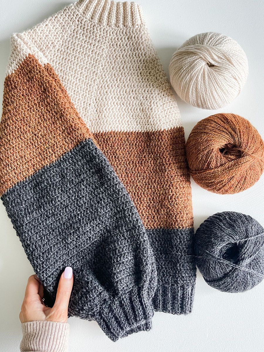 Rocky Mountain Colour Block Sweater Crochet pattern product image (4)