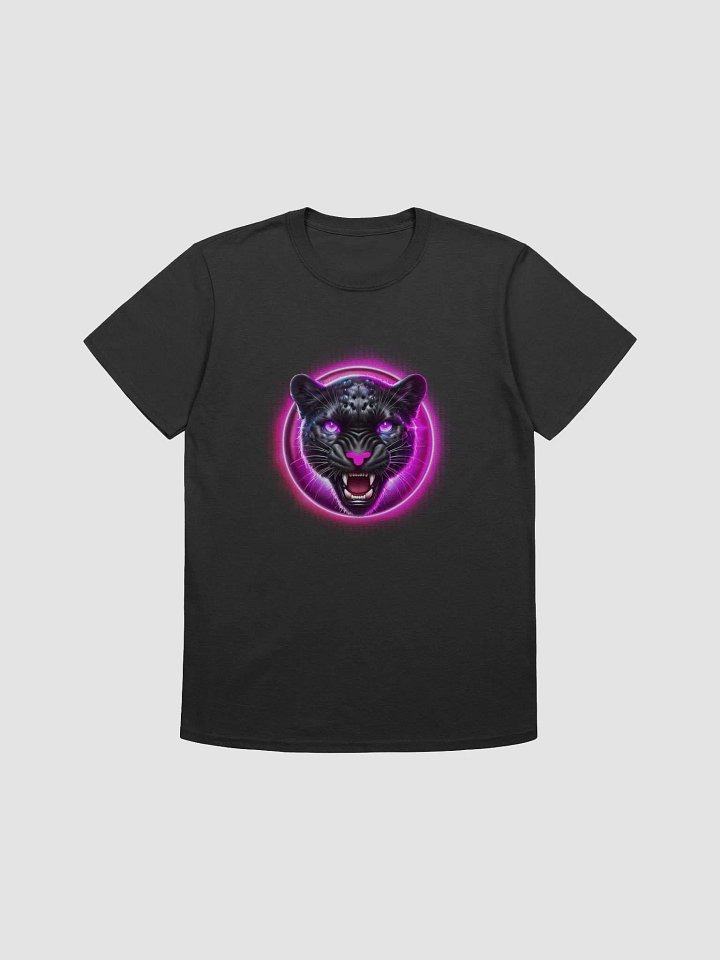 Pink Glow Magenta Black jaguar Badge Design (Unisex Black T-Shirt) product image (1)