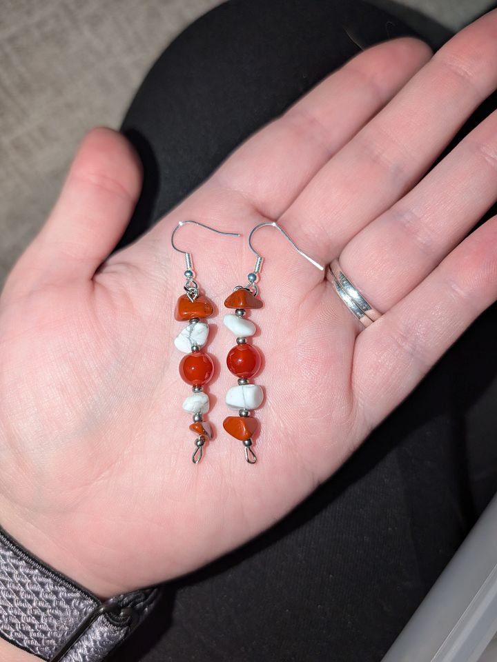 Orange, White and Red Crystal Themed Earrings! product image (2)
