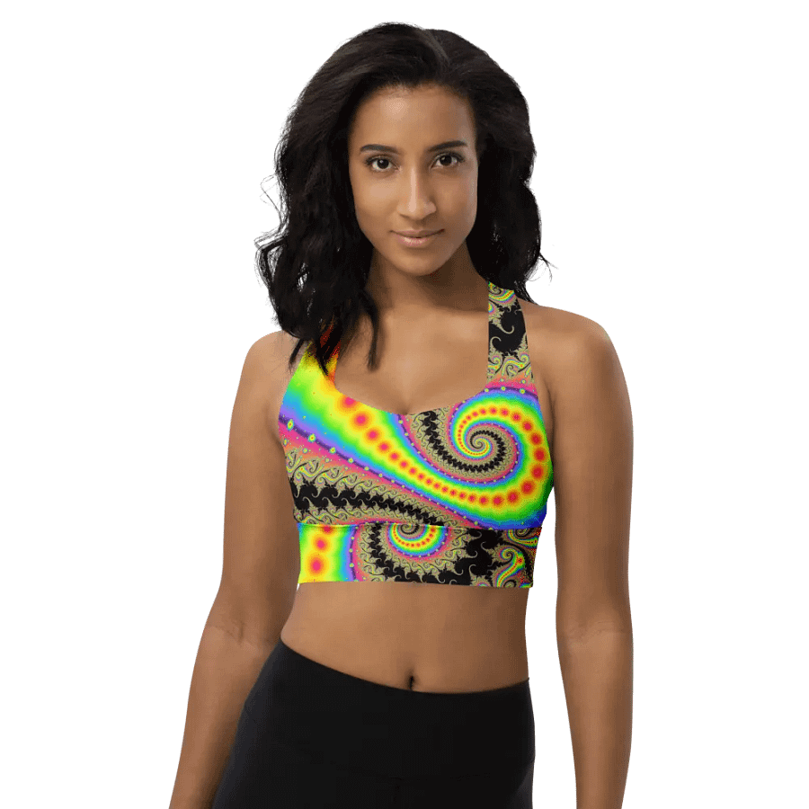 Fractal Longline Sports Bra - Pink Lemonade and Candy Twists product image (11)