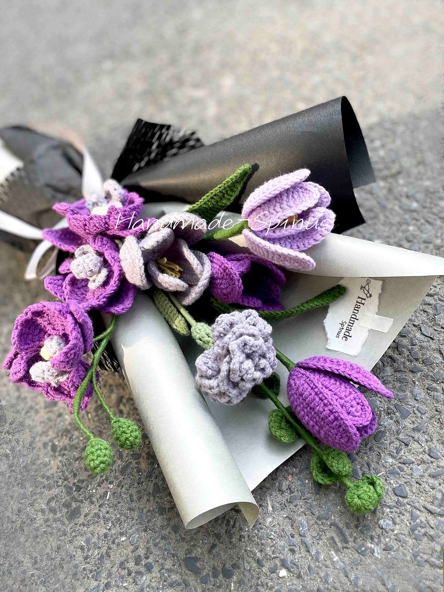 Purple Phalaenopsis Crochet Knit Bouquet product image (5)