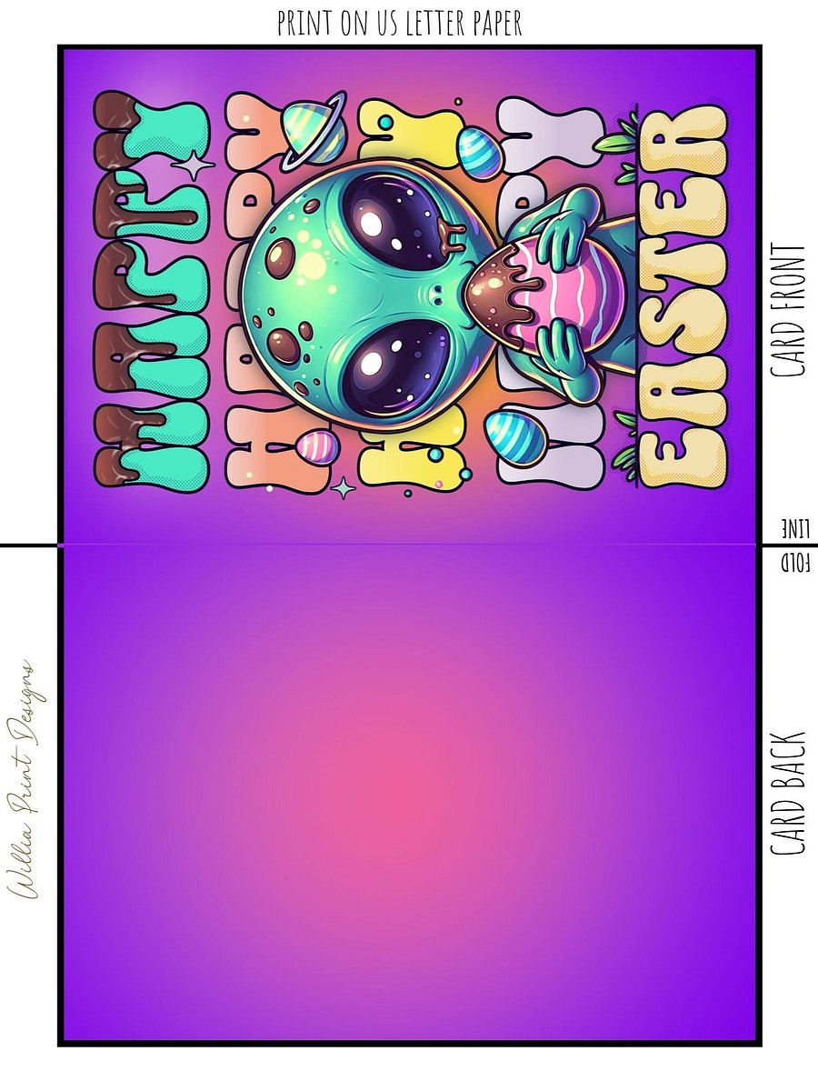 Happy Alien Extraterrestrial Easter Holiday Card product image (4)