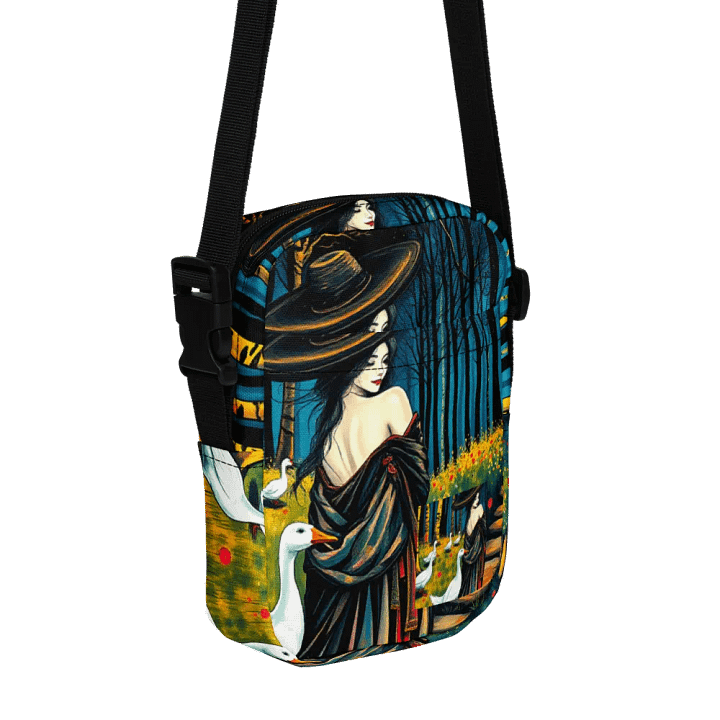 Goose Lady Walks her babies through an Enchanted Forest All-Over Print Crossbody Bag product image (1)