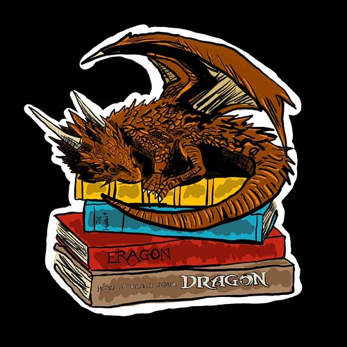Sleepy book dragon sticker up on the shop.

#sticker #art #dragon
