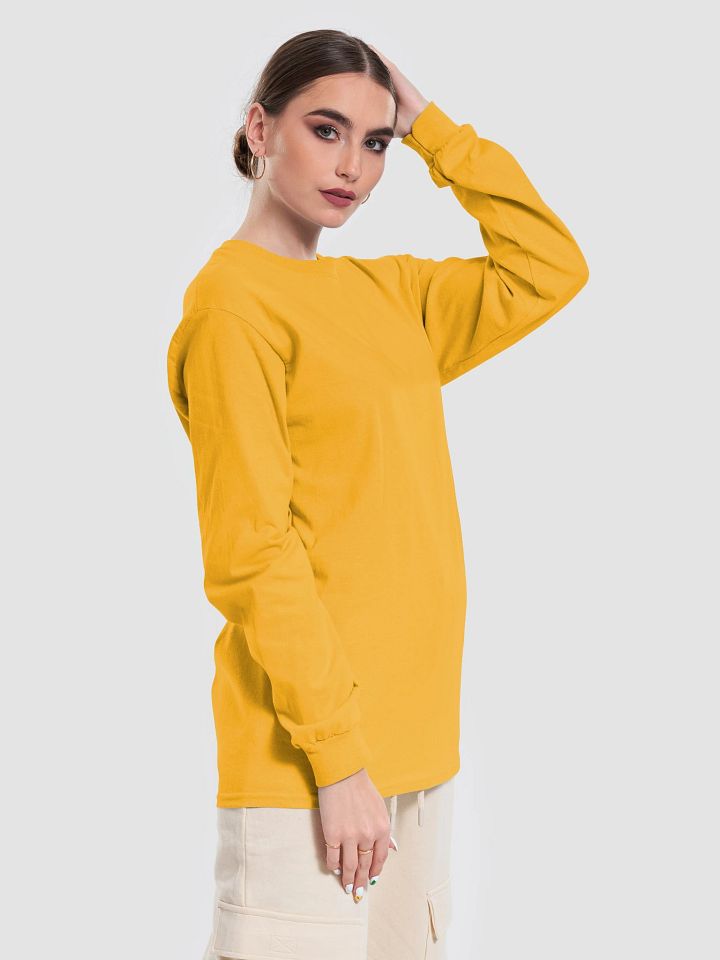 Plain Color Gold Long Sleeve T-Shirt product image (2)