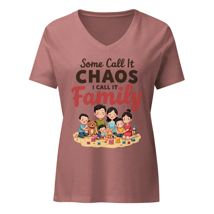Chaos to Love: Family Cartoon V-Neck T-Shirt product image (2)