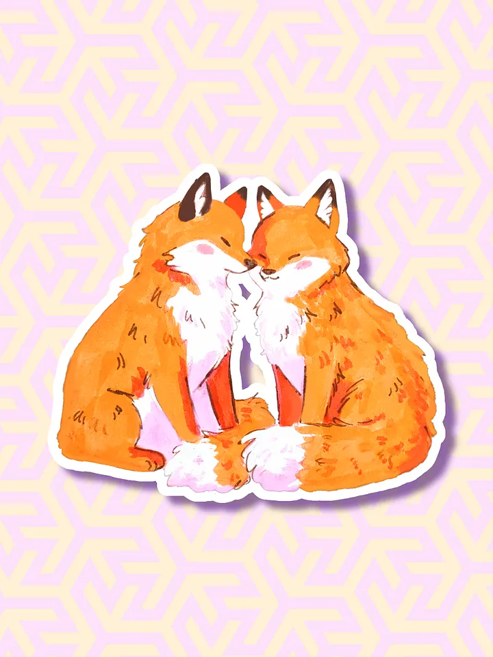 Whimsical Foxes Affection Kiss Cut Stickers product image (1)