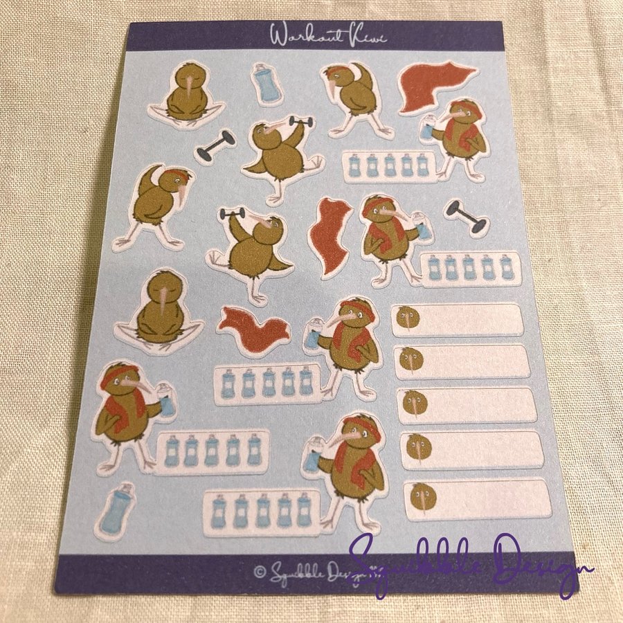 Small Paper Planner Sticker Sheet - Workout Kiwi product image (1)