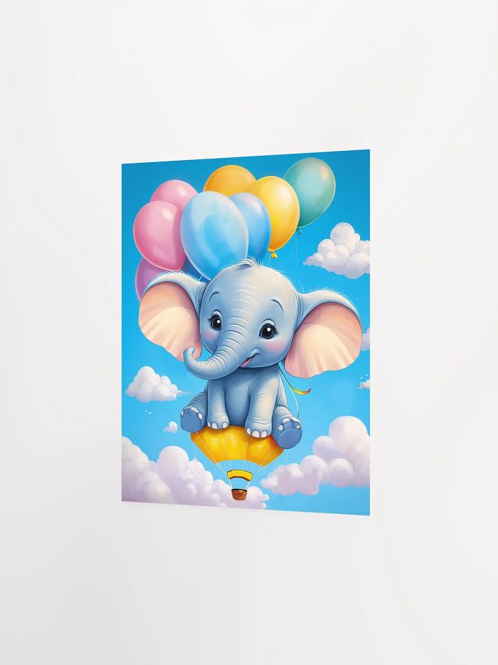 Cheerful Baby Elephant - Poster - Nursery-Kids Room - Small-Standard Sizes - 8x10-11x14-12x16-16x20 Inches product image (7)
