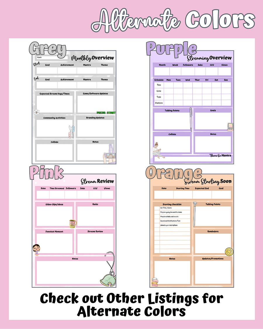 Pink Streaming Planner Printable product image (5)