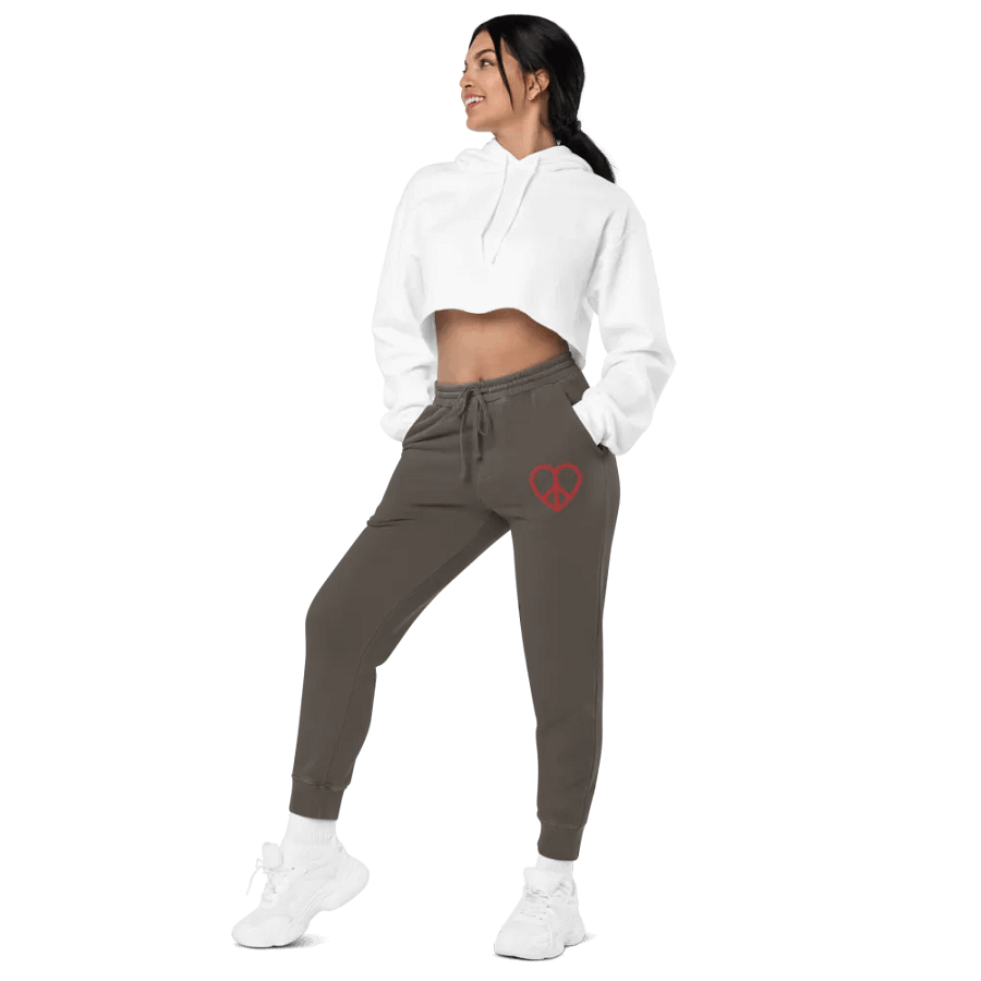 Embroidered Peace-Heart Sweatpants with Pockets (Red Heart) product image (12)