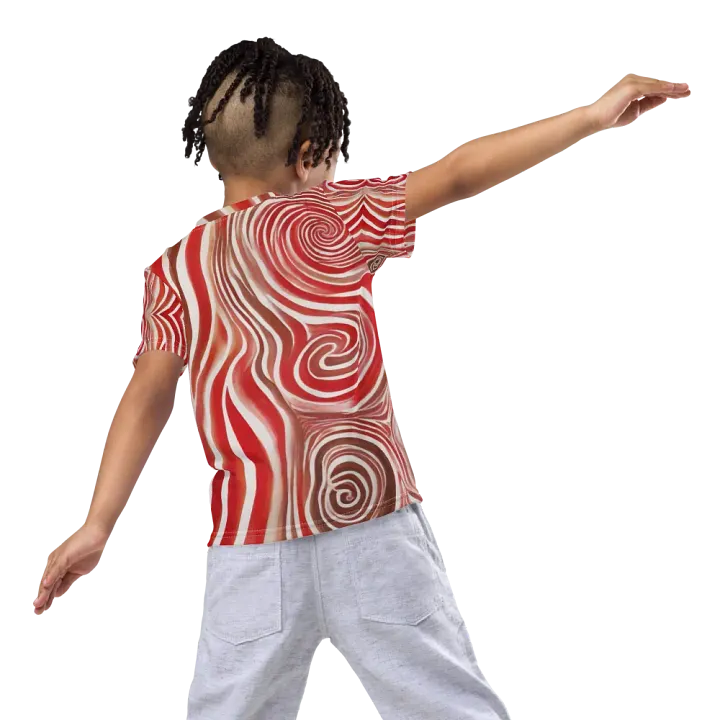 Funky Red Liquid Tie-Dye Explosion Kid's and Toddler's Crew Neck T-shirt product image (2)
