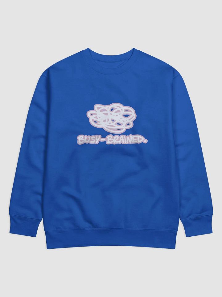 BUSY-BRAINED (lined design, #E1B9CE) Premium Cotton Crewneck product image (1)