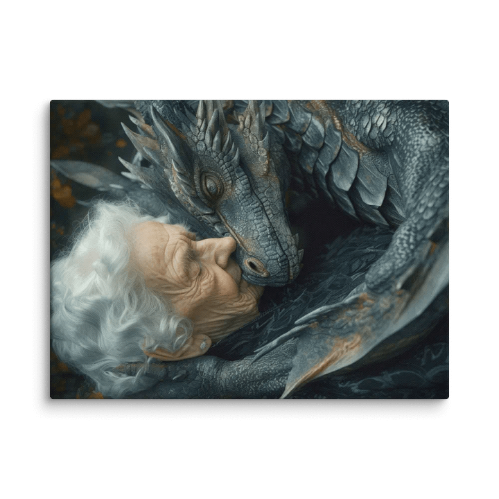 Elder lady with her dragon - Canvas product image (1)
