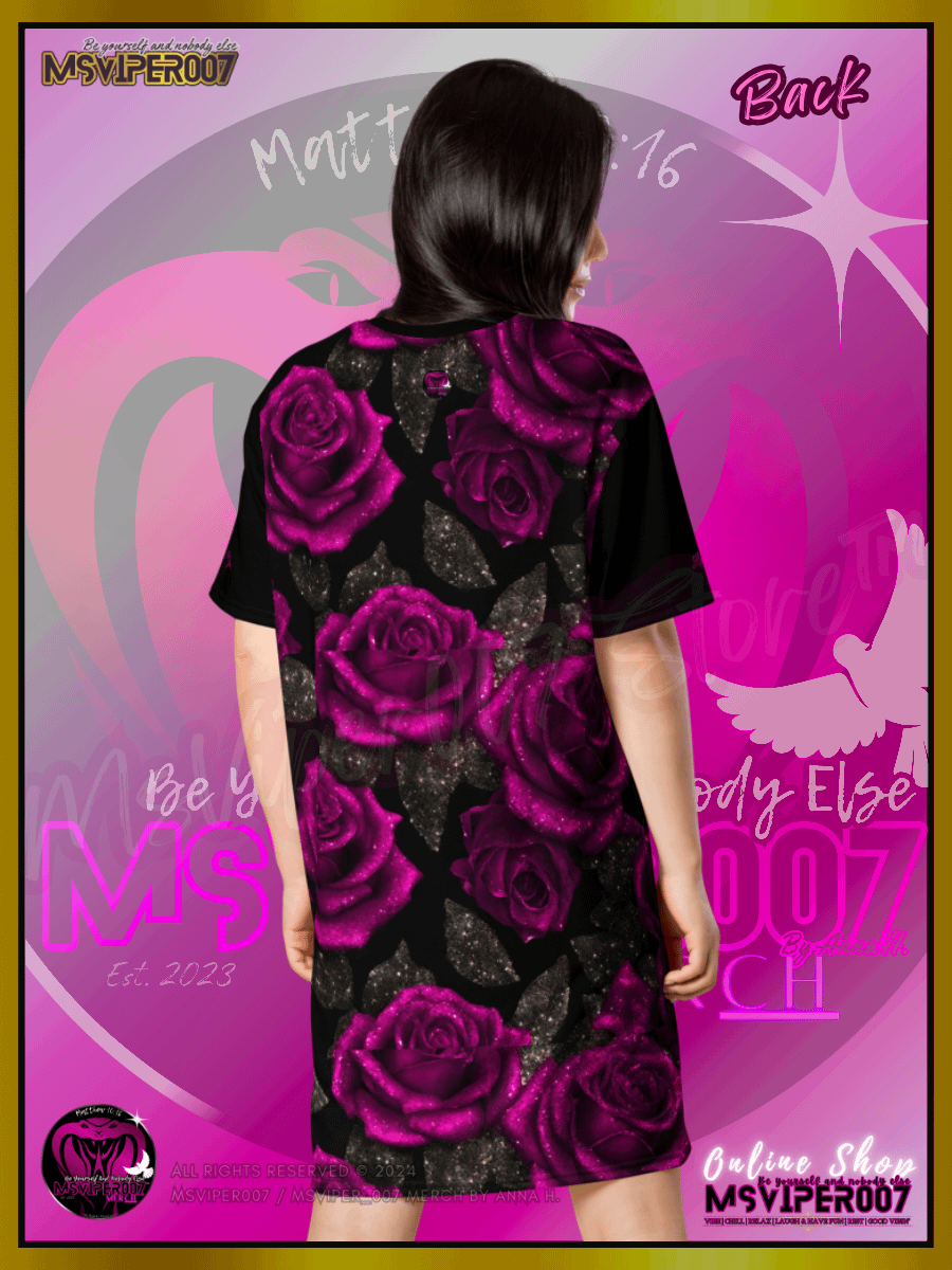 T-Shirt Dress - MsViper007's "Lady Gamers Are Awesome™ [black/velvet violet rose | V3]" T-Shirt Dress product image (5)