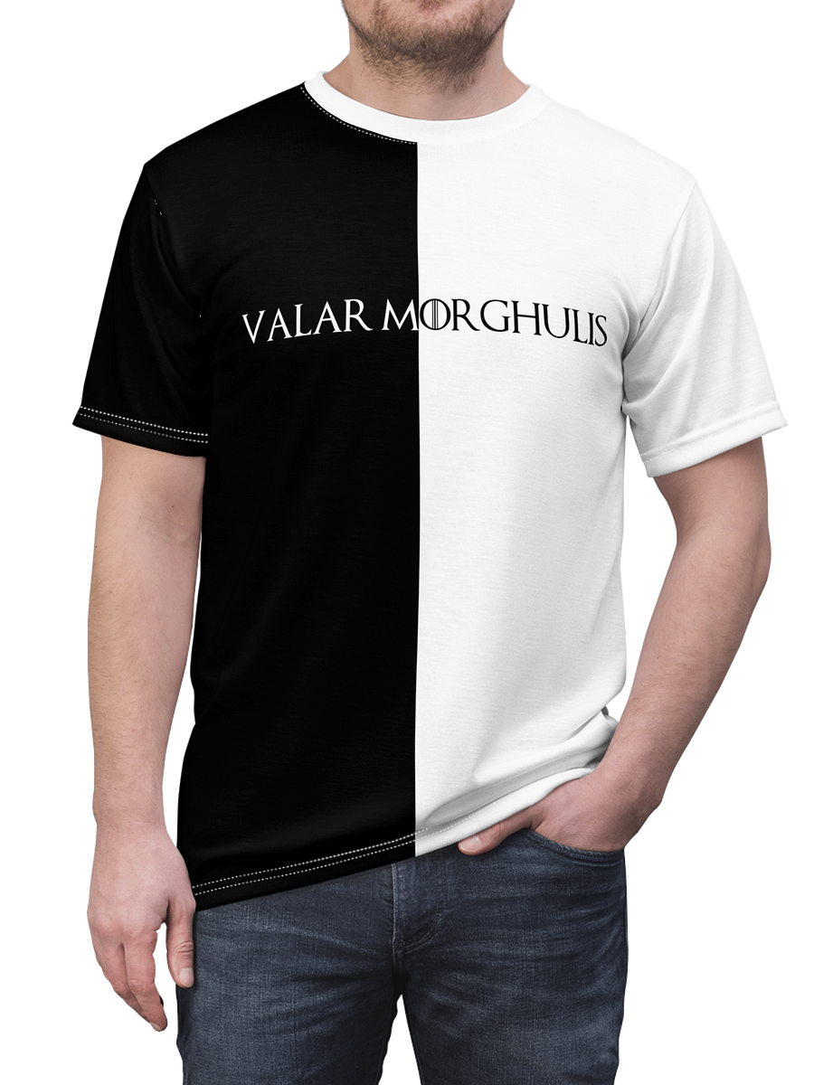 Valar Morghulis Valar Dohaeris Split Black & White Tee product image (5)