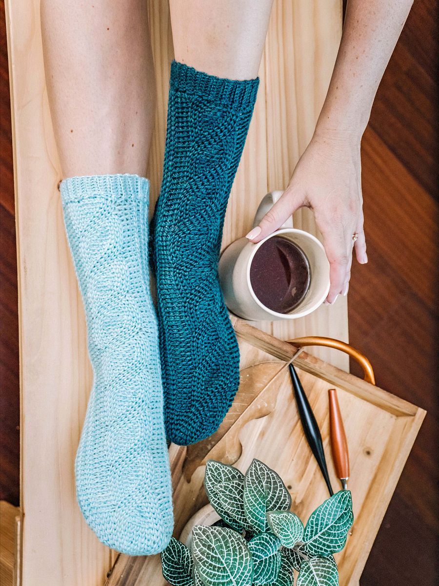 Mock Cable Crochet Sock Pattern product image (6)