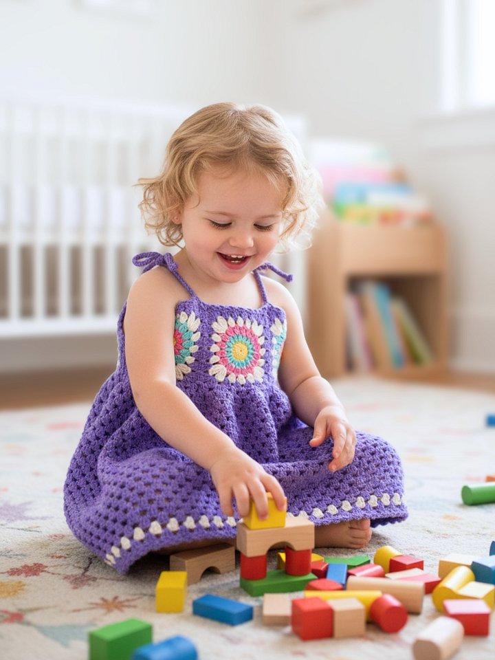 Delightful Days Dress | Crochet Sunburst Granny Square Dress Pattern | Baby to Kids Sizes 0-10 | PDF Pattern product image (1)