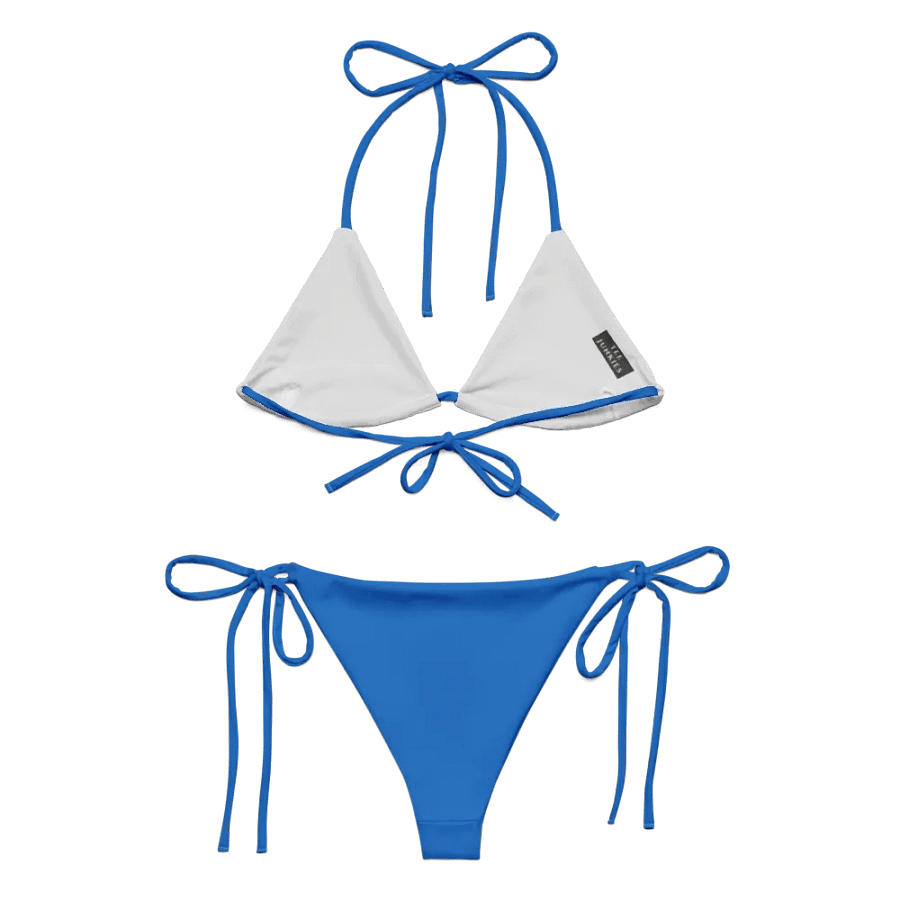 Blue Low Rise Cheeky String Bikini, Mardi Gras Top product image (9)