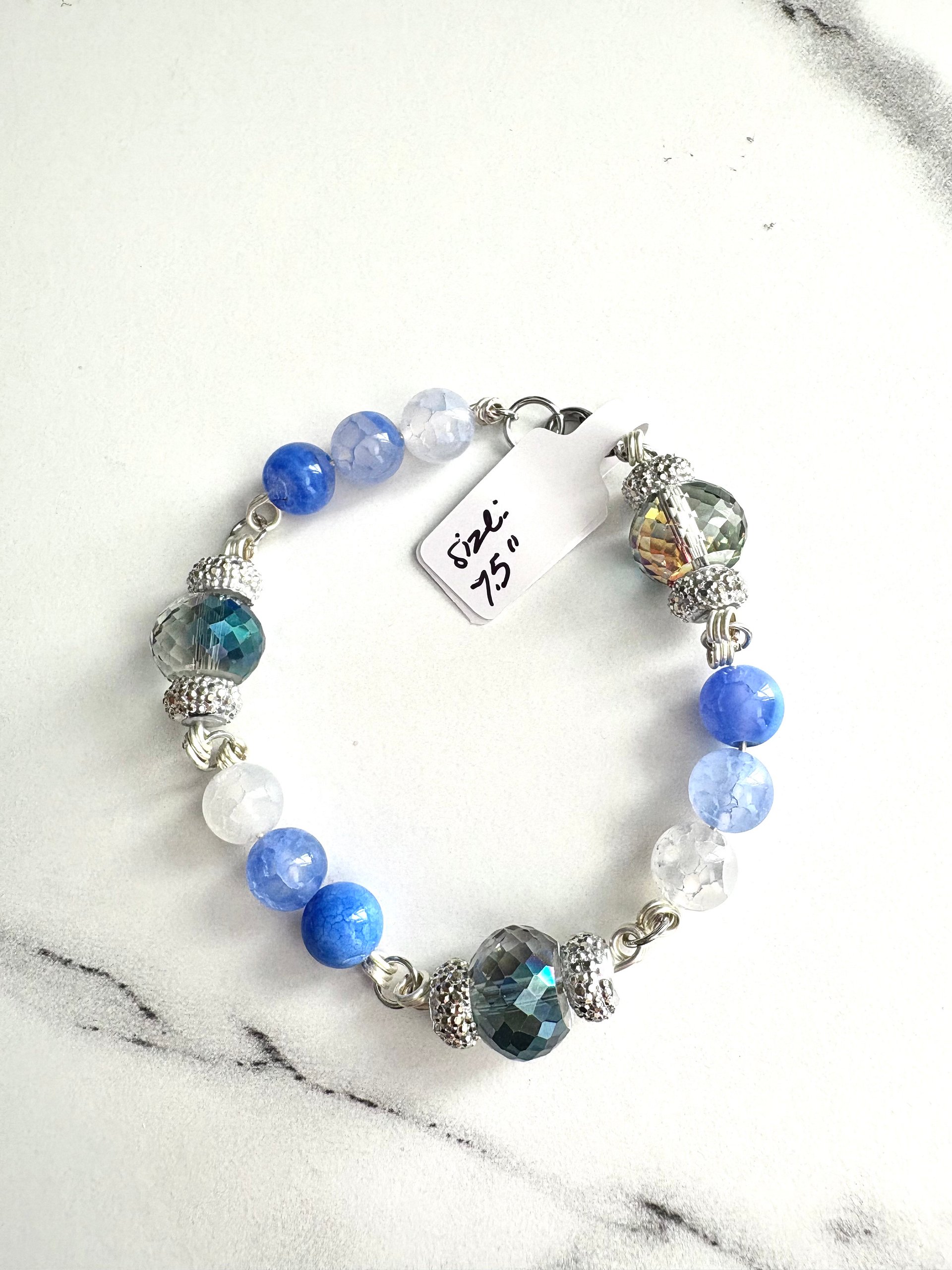 MFD-00289 | 7.5" Semi-Precious Tanzanite-Esque Beads Bracelet | Wire Wrapped Links | by Monique Faella Designs™ product image (5)