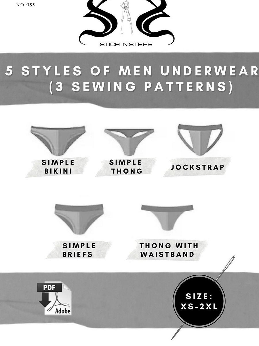 A set of Men’s underwear Sewing Patterns (briefs, bikini, thong, jockstrap) product image (1)