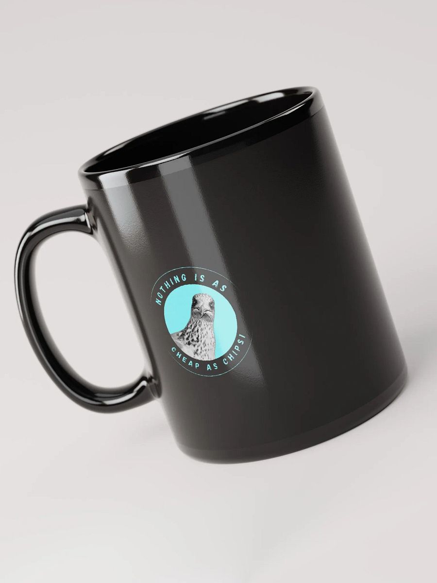 Gavin the Gull - Nothing is as Cheap as Chips Sky Blue Black Glossy Mug product image (5)