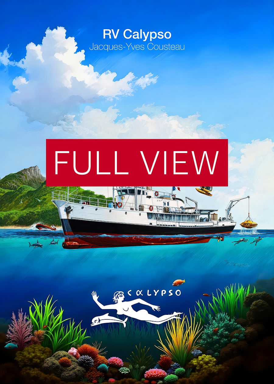 RV Calypso, Jacques Yves Cousteau — tropical travel poster product image (3)