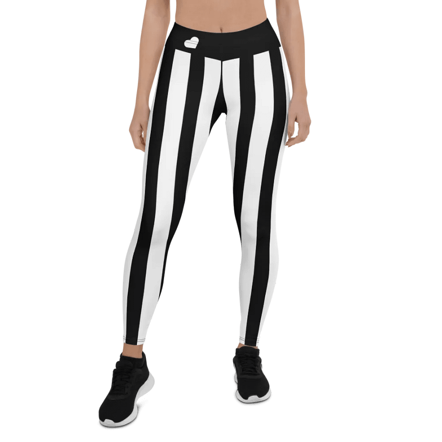 Black and White Stripes/All-Over Print Leggings by Sublicolor product image (1)