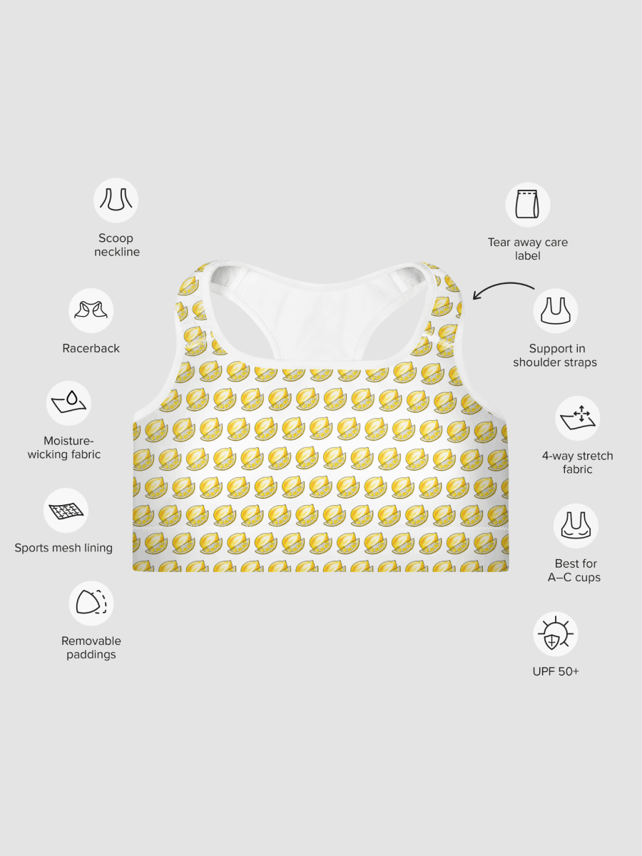 Lemons Lemons Everywhere Print Padded Sports Bra product image (3)